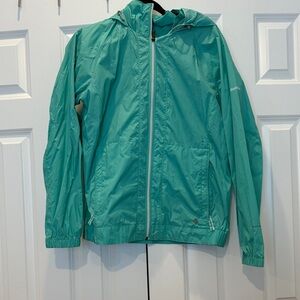 Women’s Columbia Lightweight Teal Hooded Rain Jacket